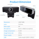 Full HD 1080P Webcam with Autofocus & Wide-Angle Lens
